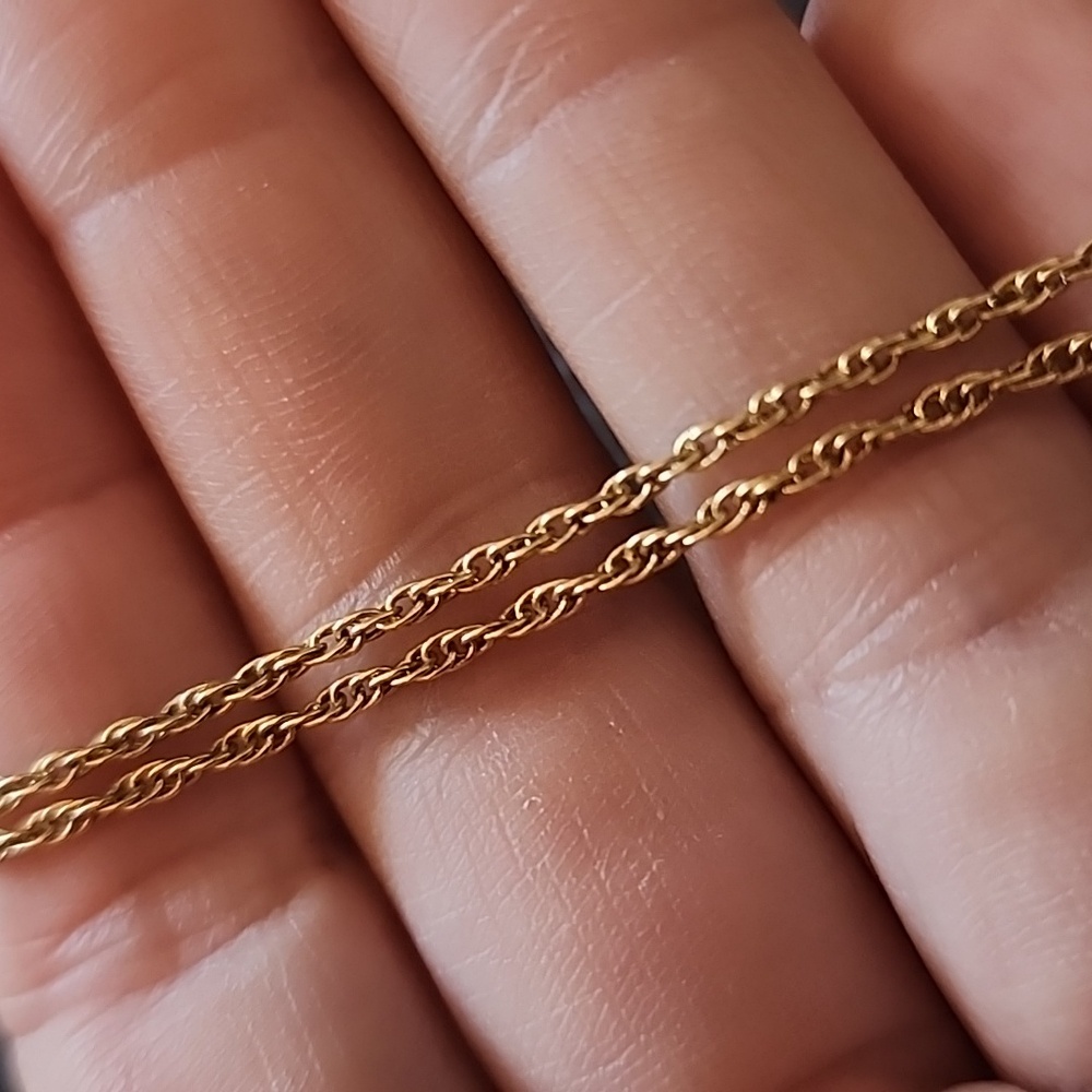 1928 Gold Necklace with Pink Rose Cross Pendant - Picture 7 of 10